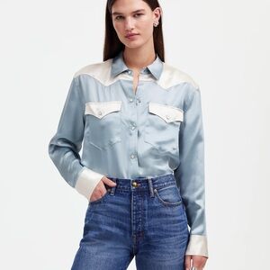 NWT Alexa Chung for Madewell Satin Western Shirt